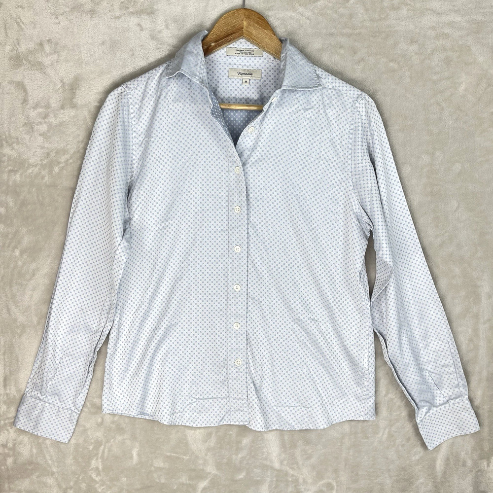 Vintage 90s Facconable Geometric Star Print Shirt Women's Medium Quiet Luxury
